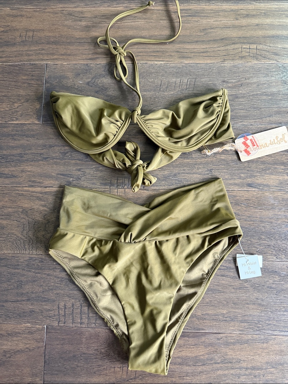 NWT Caroline Constas Olive Green Bikini Set M/L